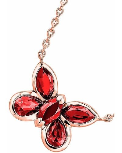 Pragnell 18kt Rose Gold Butterfly Ruby Pendant Necklace - Pink