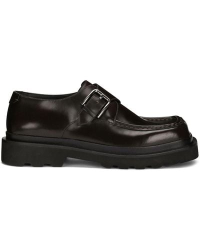 Dolce & Gabbana Polished Leather Monk Shoes - Black