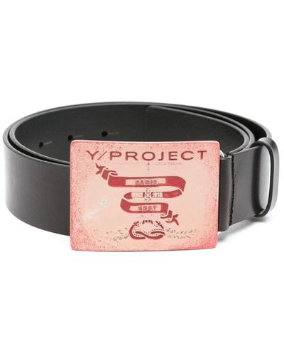 Y. Project Logo-engraved leather belt - Nero