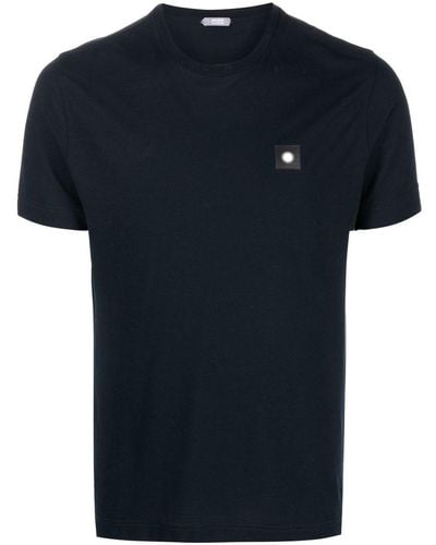 Zanone T-Shirt mit Logo-Patch - Blau