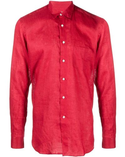 Peninsula Long-sleeve Button-up Shirt - Red