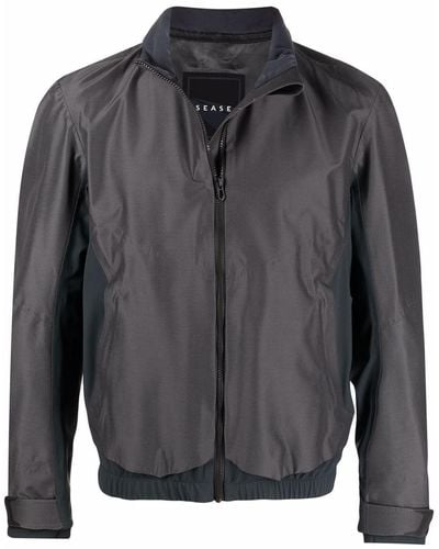 Sease Detachable-hood Zip-up Jacket - Gray