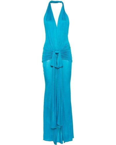 Blumarine Drapiertes Neckholder-Kleid - Blau