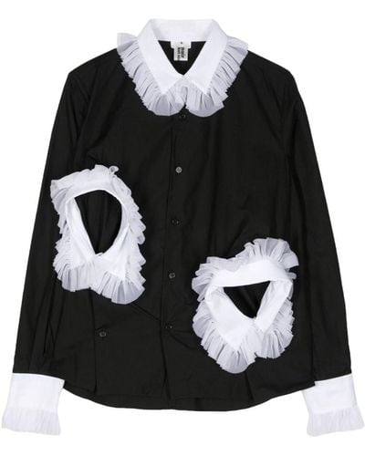 Noir Kei Ninomiya Frill-detailing Cotton Shirt - Black