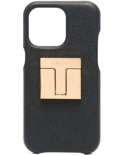 Tom Ford Coque d'iPhone 8 Pro à plaque logo - Noir