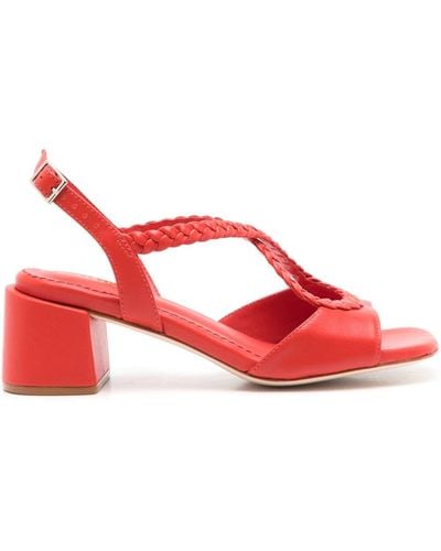 Sarah Chofakian Liane 45mm Braided Slingback Sandals - Red