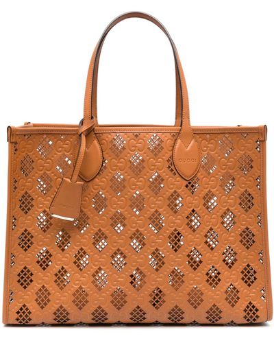 Gucci Ophidia Perforated Tote Bag - Brown