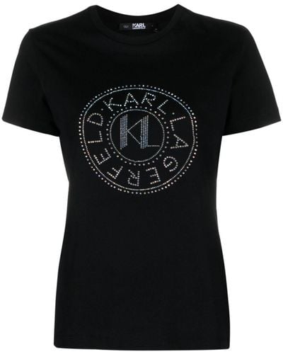 Karl Lagerfeld Logo-embellished Organic Cotton T-shirt - Black