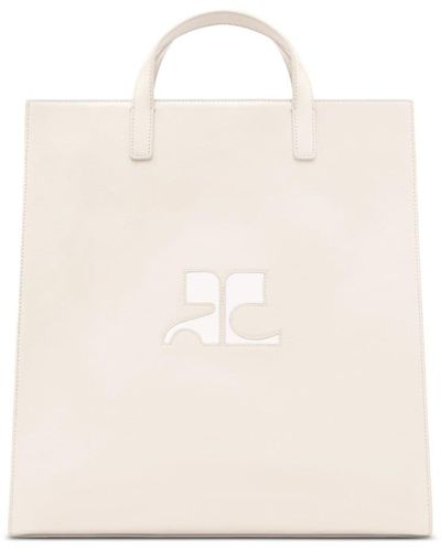 Courreges Heritage Leather Tote Bag - Natural