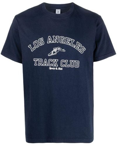 Sporty & Rich T-shirt Track Club con stampa - Blu