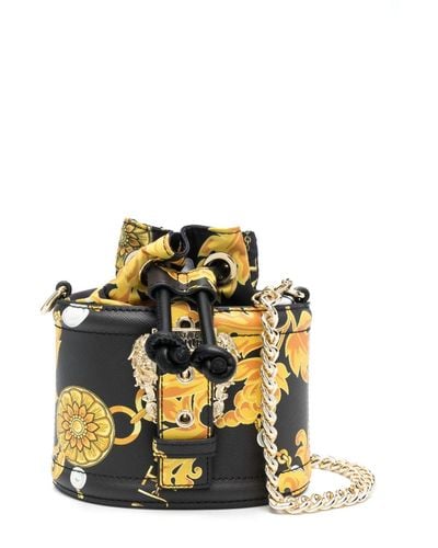 Versace Chain Couture-print Bucket Bag - White