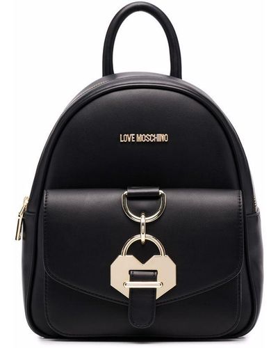 Love Moschino Logo-plaque Rounded Backpack - Black