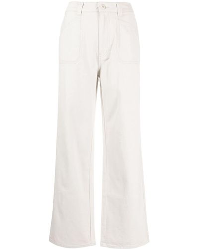 Izzue Logo-patch Twill Straight-leg Trousers - White