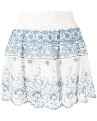 LoveShackFancy Minifalda con bordado inglés - Azul