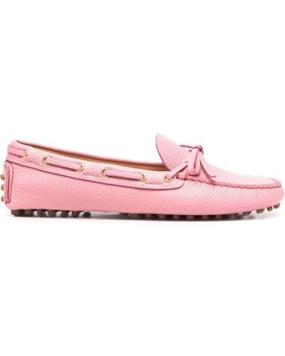 Car Shoe Leather Driving Shoes - Pink