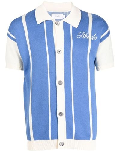 Rhude Poloshirt Met Geborduurd Logo - Blauw