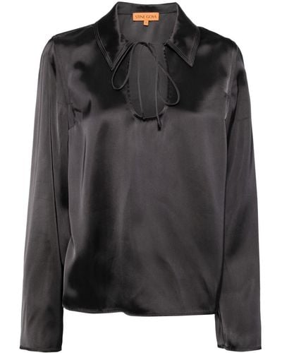 Stine Goya Long Sleeve Satin Blouse - Black