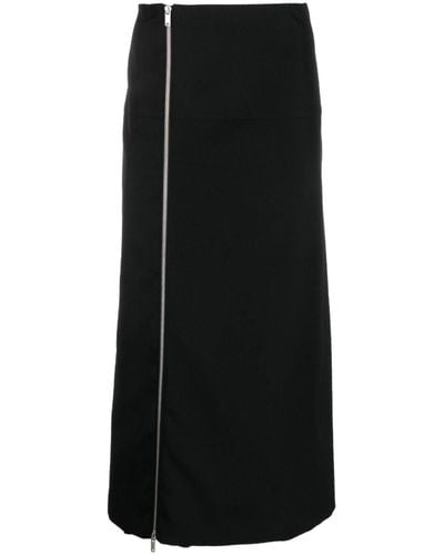 Jil Sander Off-centre Wool Maxi Skirt - Black