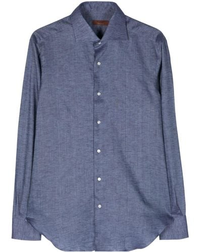 Barba Napoli Long-sleeve Linen Shirt - Blue