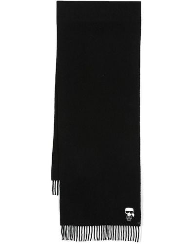 Karl Lagerfeld Ikonik 2.0 Wool-knit Scarf - Black