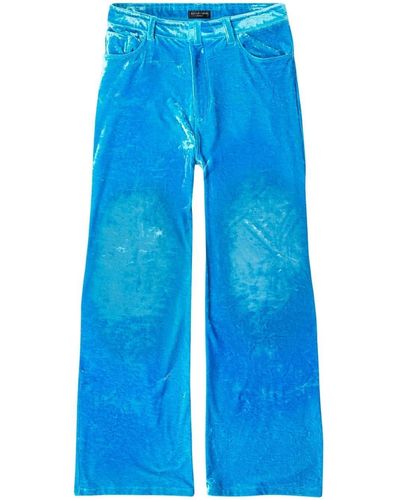 Balenciaga Pantalon ample en velours - Bleu