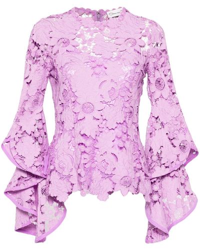 Oscar de la Renta Bluse mit Guipure-Blumenspitze - Pink