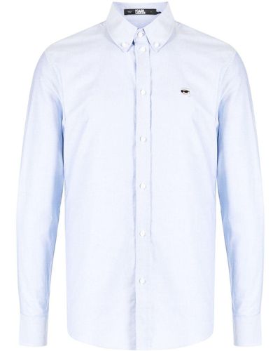 Karl Lagerfeld Logo-patch Oxford Shirt - Blue