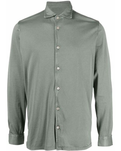 Fedeli Jersey Button Down Shirt - Green
