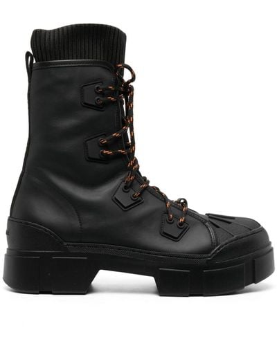 Vic Matié Logo-lettering Leather Boots - Black