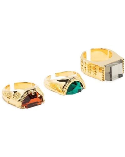 Sacai Crystal-embellished Signet Ring Set - Metallic