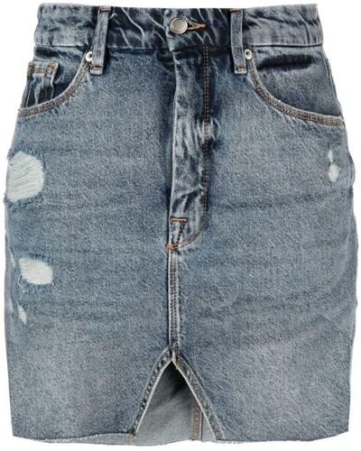 GOOD AMERICAN Jeans-Minirock im Distressed-Look - Blau