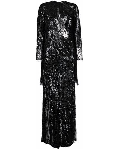 Elie Saab Long Bead-embellished Gown - Black