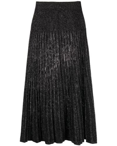 JOSEPH Lurex Pleated Flared Skirt - Black
