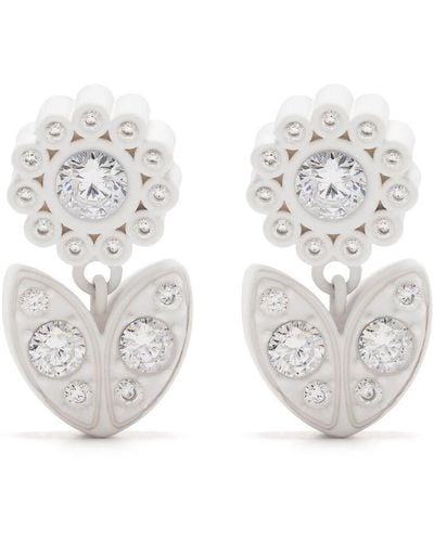 Bottega Veneta Flower Crystal-embellished Earrings - White