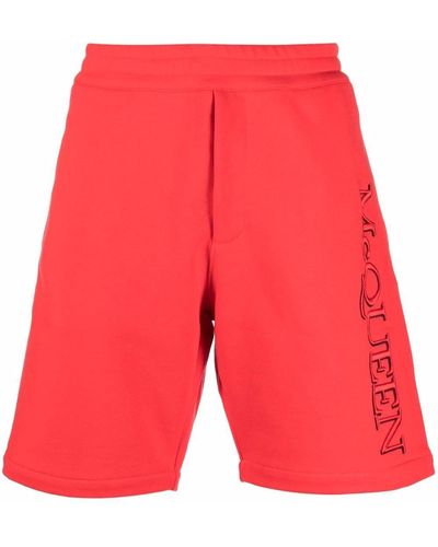 Alexander McQueen Shorts mit Logo-Print - Rot