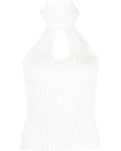 FEDERICA TOSI Halterneck Ribbed Knit Top - White