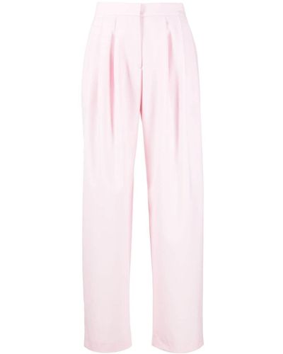 Nue High-waist Tapered Wool Trousers - Pink