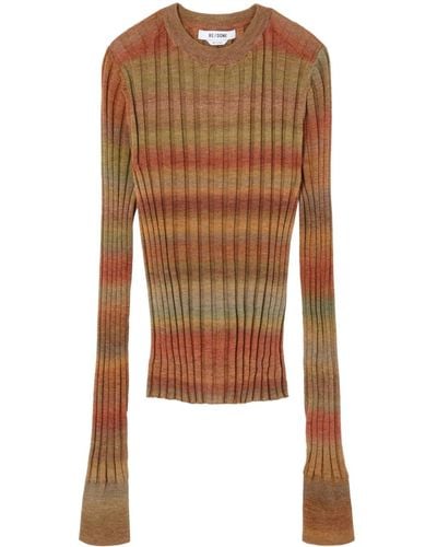 RE/DONE Ribbed-knit Wool Jumper - Brown