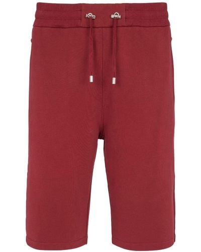 Balmain Drawstring Organic Cotton Track Shorts - Red