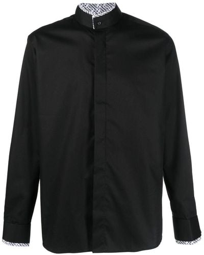 Karl Lagerfeld Logo-print Edge Long-sleeve Shirt - Black