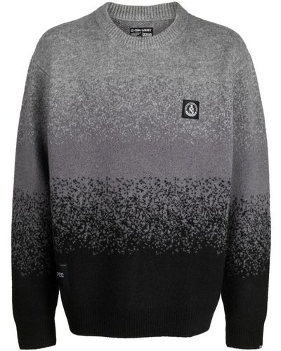 Izzue Slogan-embroidered Crew-neck Sweater - Gray