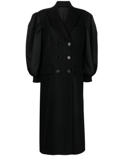 Simone Rocha Double-breasted Wool-blend Coat - Black