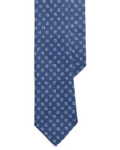 Polo Ralph Lauren Square-jacquard Linen Tie - Blue