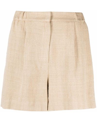 Etro Pleated Linen-blend Shorts - Natural
