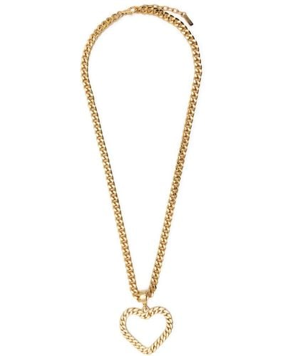 Moschino Heart-Pendant Curb-Chain Necklace - Metallic