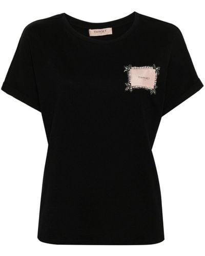 Twin Set Rhinestone-embellished T-shirt - Black