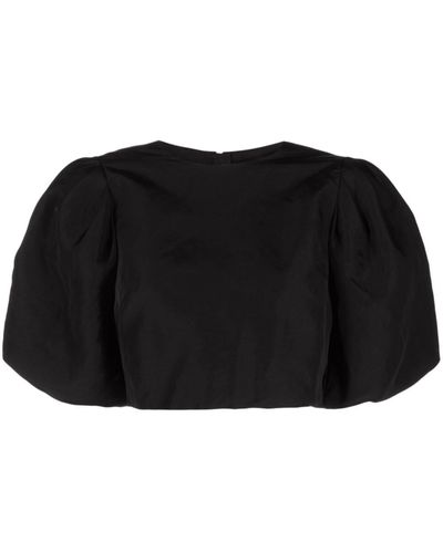 MSGM Blusa crop con maniche a palloncino - Nero