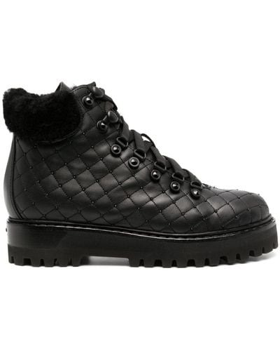 Le Silla St. Moritz Quilted Leather Boots - Black