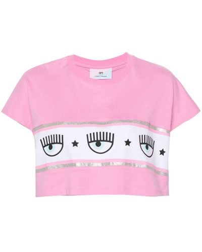 Chiara Ferragni Maxi Logomania Cropped-T-Shirt - Pink