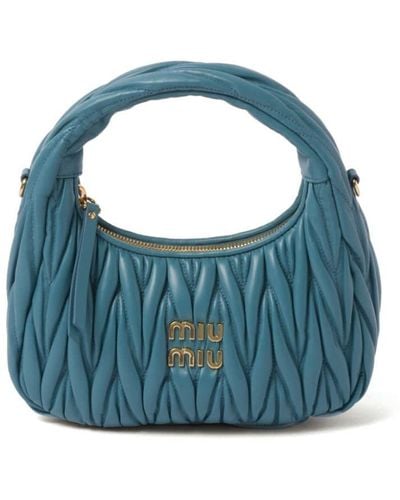 Miu Miu Mini sac cabas Wander à design matelassé - Bleu